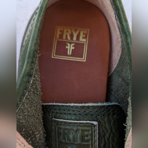 Frye Betty Low Lace Leather Sneakers Olive Size 6.5 Like New - Picture 9 of 11